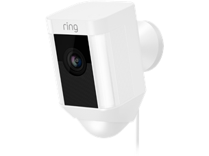 Ring Spotlight Cam Wired, 2 МП, WiFi, LAN, обнаружение людей, ночной режим, белый - Наружная камера видеонаблюдения