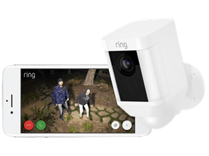 Ring Spotlight Cam Wired, 2 МП, WiFi, LAN, обнаружение людей, ночной режим, белый - Наружная камера видеонаблюдения