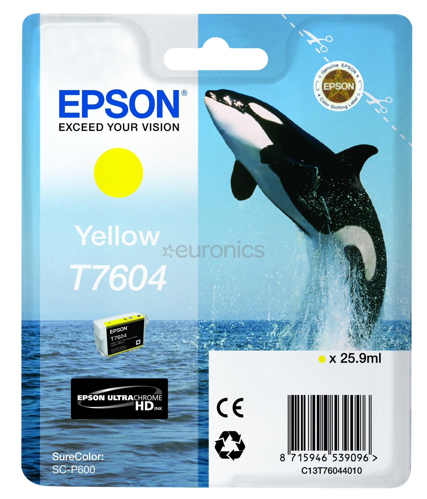 Tintes kārtridžs T7604, Epson / dzeltena