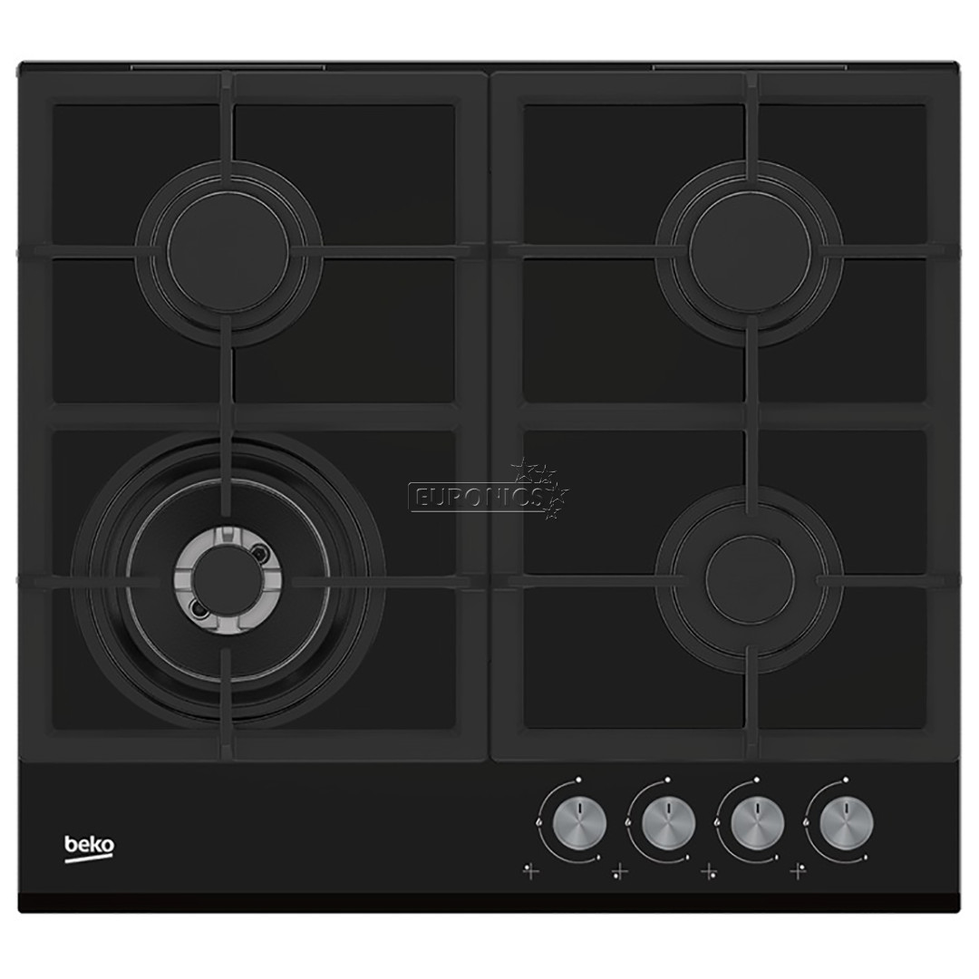 Beko, platums 60 cm, melna - Iebūvējama gāzes plīts virsma