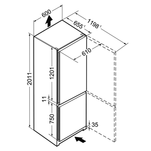 Ledusskapis, Liebherr / augstums: 201 cm