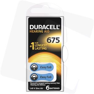 Baterijas dzirdes aparatam Hearing Aid 675, Duracell / 6 gab