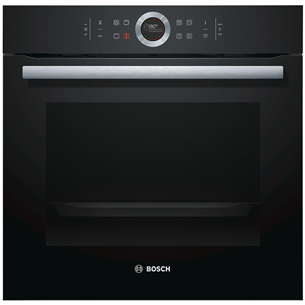 Bosch, 71 л, пиролитическая очистка, черный/серебристый - Интегрируемый духовой шкаф HBG672BB1S