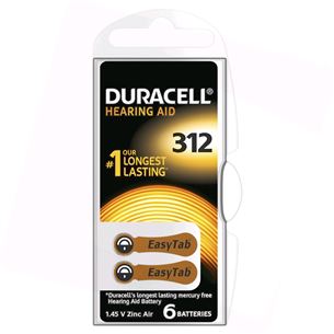 Батарейки для слуховых аппаратов Hearing Aid 312, Duracell / 6 шт
