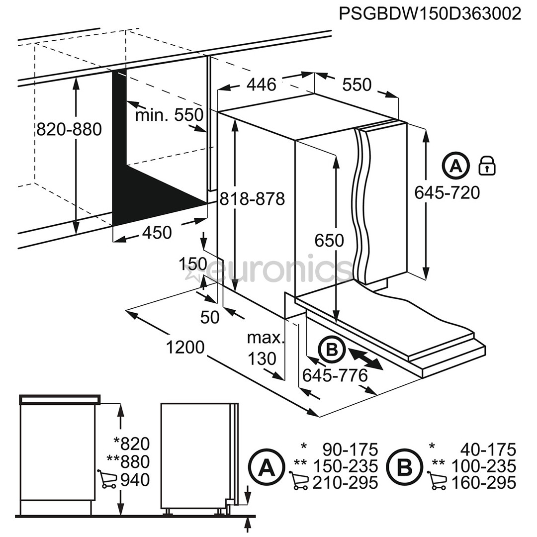 Built-in dishwasher, Electrolux / 9 place settings