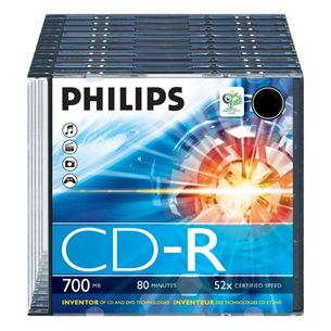CD-R diski Philips slim, 1 gab.