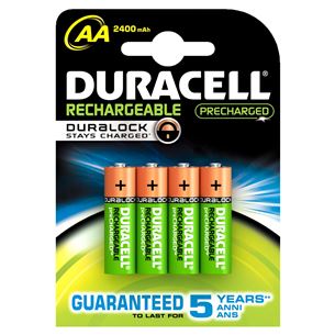 Lādējamās baterijas AA, Duracell / 2400 mAh / 4 gab