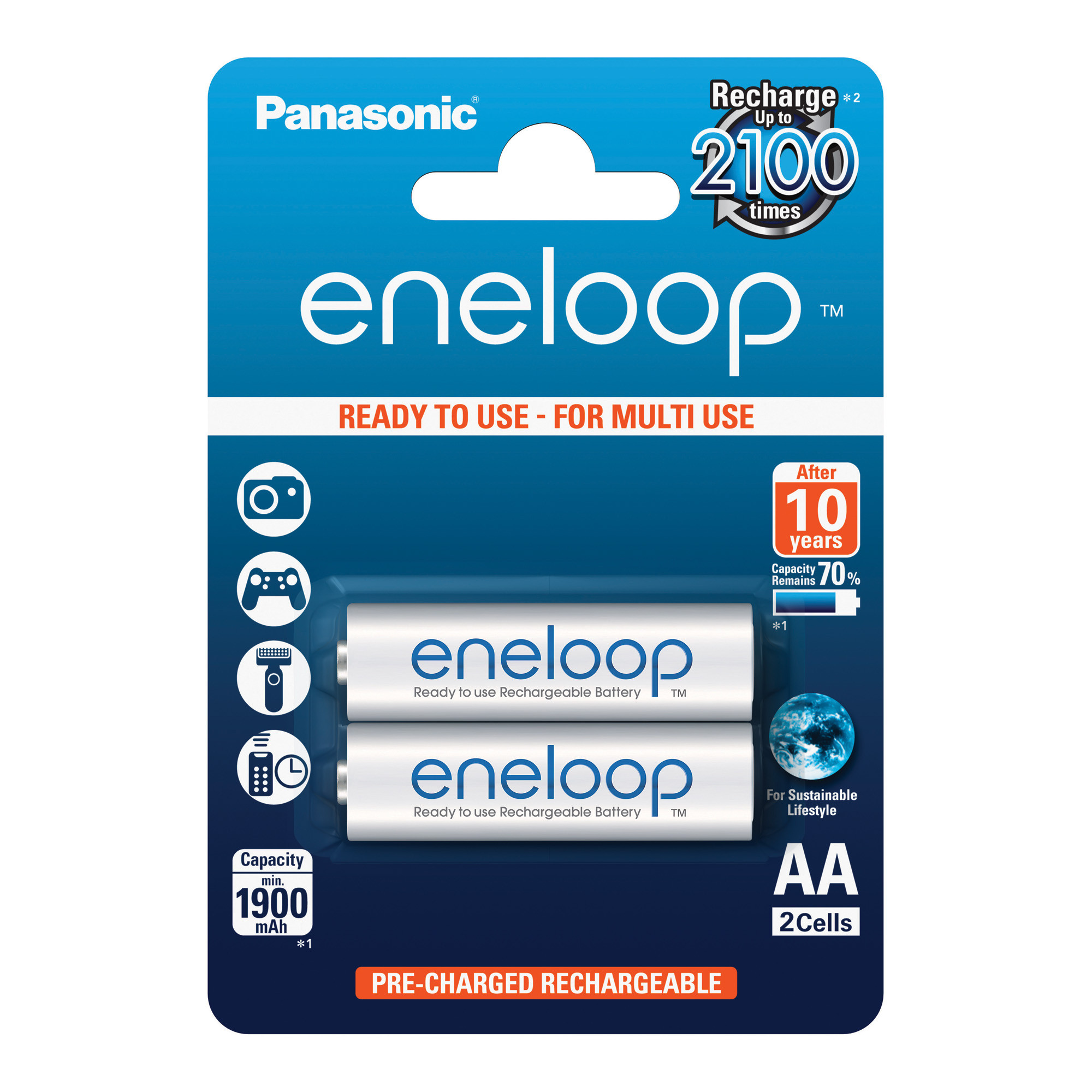 Rechargeable batteries AA, Sanyo / 1900 mAh / 2 psc