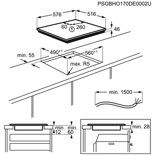 AEG 6000 MultipleBridge, ширина 57,6 см, стальная рама, черный - Интегрируемая индукционная варочная панель