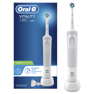 Braun Oral-B Vitality 100, balta/pelēka - Elektriskā zobu birste