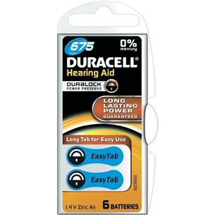 Батарейки для слуховых аппаратов Hearing Aid 675, Duracell / 6 шт