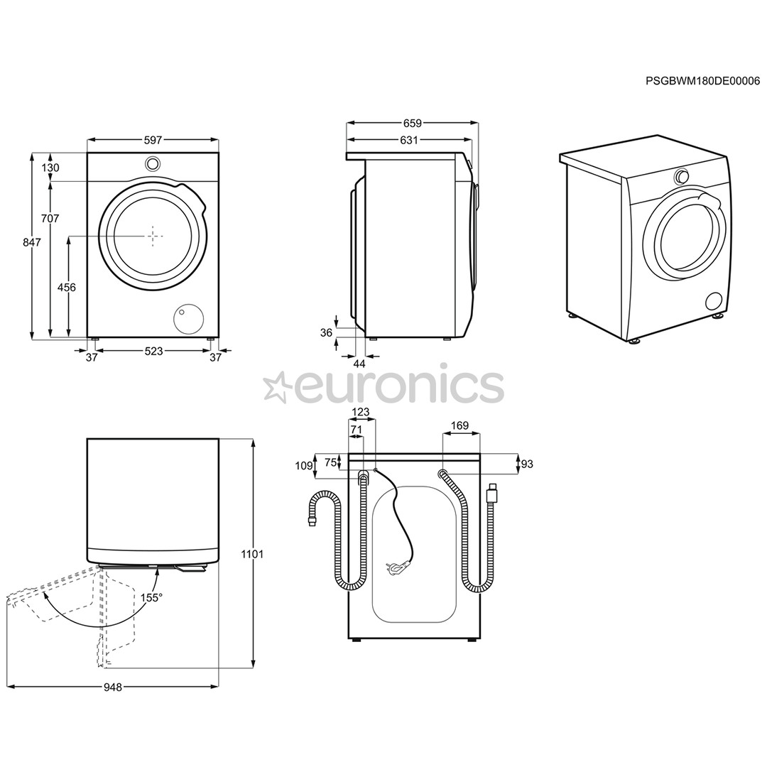Veļas mazgājamā mašīna ar žāvētāju, Electrolux (8 kg / 6 kg)