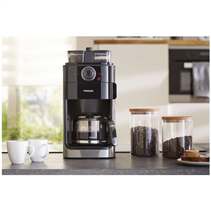 Philips Grind & Brew, water tank 1.2 L, black/silver - Coffee maker with grinder