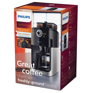 Philips Grind & Brew, water tank 1.2 L, black/silver - Coffee maker with grinder