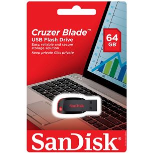 SanDisk Cruzer Blade, USB-A, 64 ГБ, черный - Флеш-накопитель