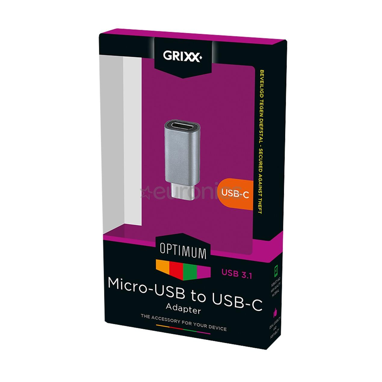 Адаптер USB Type C -> Micro USB, Grixx