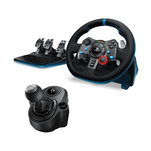 Logitech G29 + Driving Force Shifter, PS5/PS4 un PC, melna - Spēļu kontrolieris