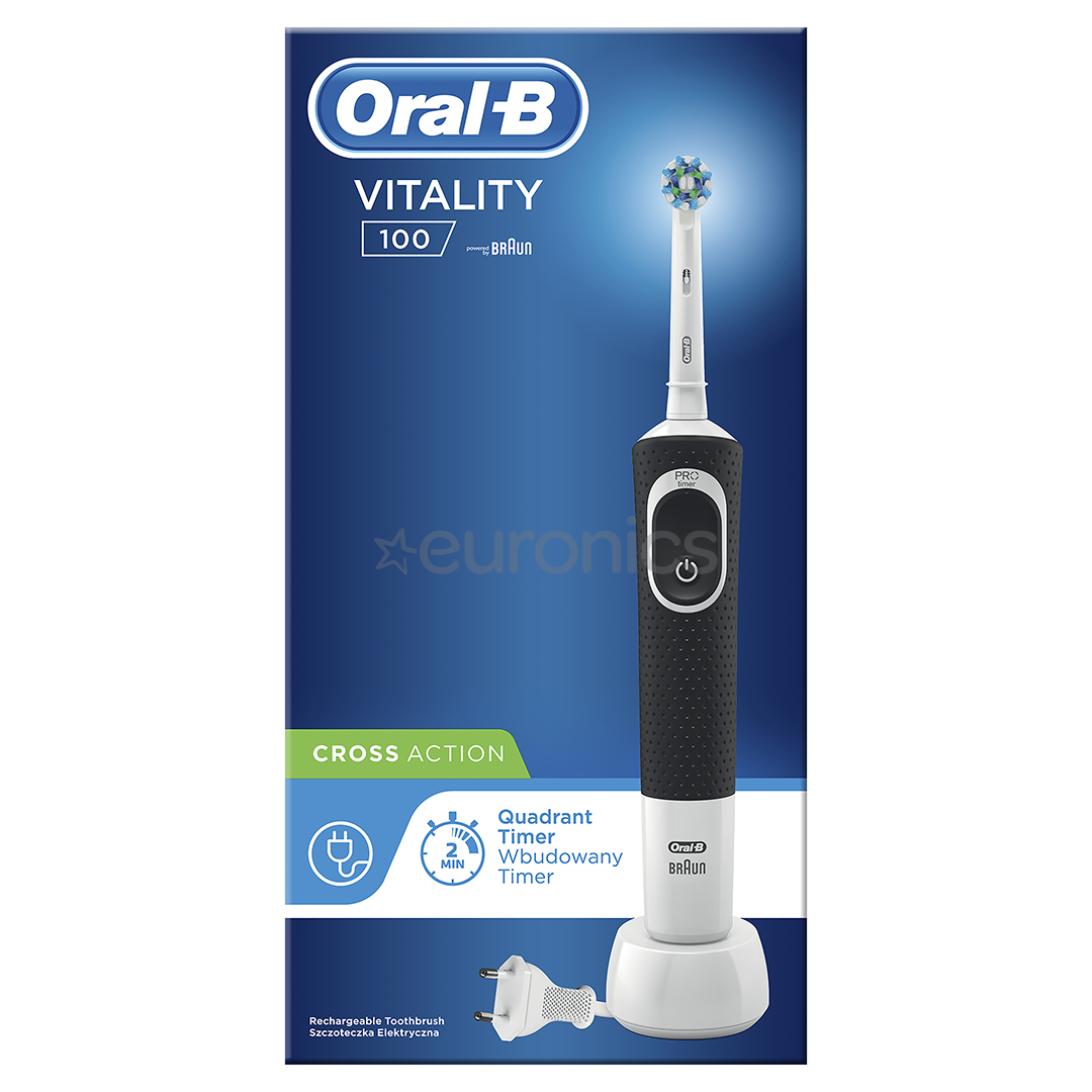 BraunOral-B Vitality 100, melna/balta - Elektriskā zobu birste