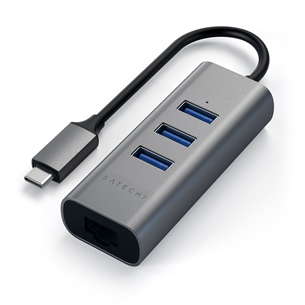 Satechi, USB C+Gigabit Ethernet, grey/black - Adapter