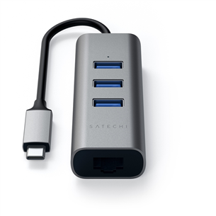 Satechi, USB C+Gigabit Ethernet, pelēka/melna - Adapteris