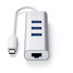 Satechi, USB C + Gigabit Ethernet, pelēka/balta - Adapteris