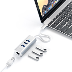 Satechi, USB C + Gigabit Ethernet, pelēka/balta - Adapteris