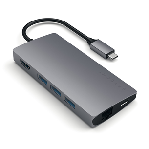 Satechi USB-C Multi-Port 4K Gigabit Ethernet, pelēka - Adapteris