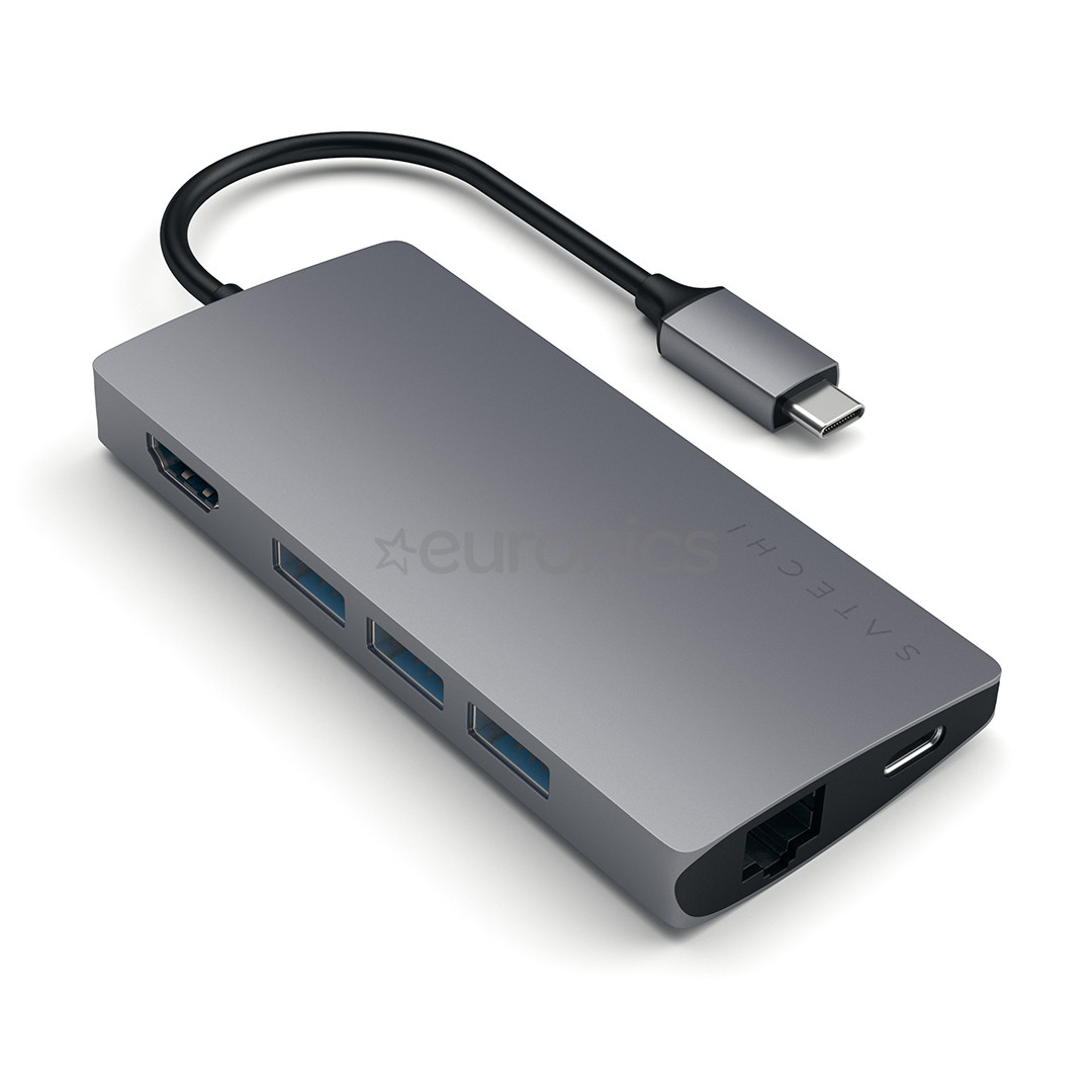 Satechi USB-C Multi-Port 4K Gigabit Ethernet, pelēka - Adapteris