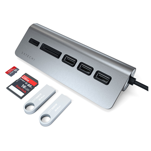 USB-C  + memory card reader Satechi hub, USB C, grey - Adapter