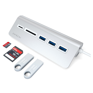 Satechi, USB C + memory card reader, grey/white - Adapter