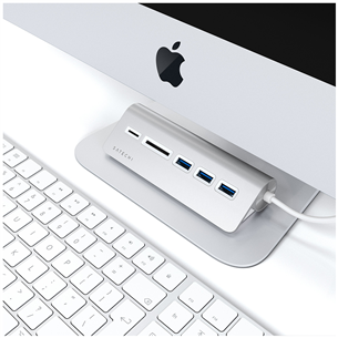 Satechi, USB C + memory card reader, grey/white - Adapter