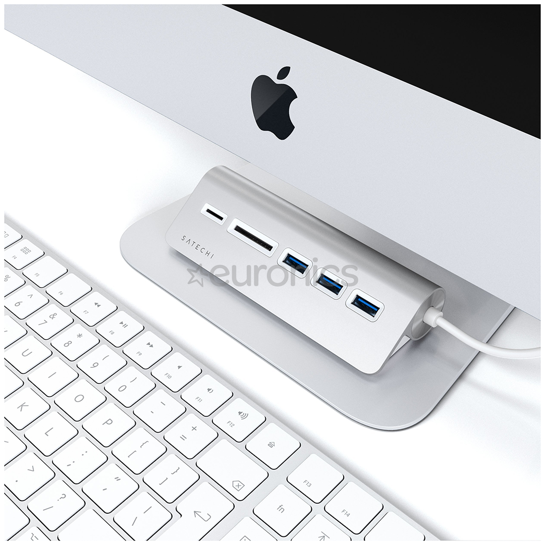 Satechi, USB C + karšu lasītājs, pelēka/balta - Adapteris