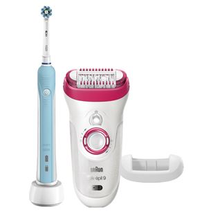 Epilator Silk-épil 9 + toothbrush Oral-B PRO500, Braun