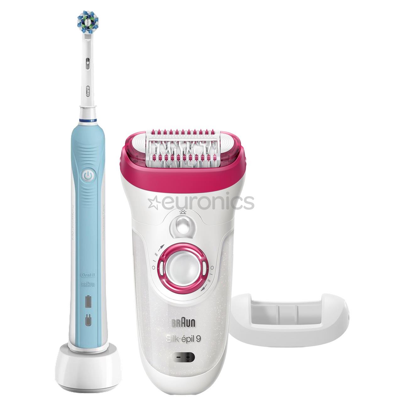 Epilators Silk-épil 9 + elektriskā zobu birste Oral-B PRO500, Braun