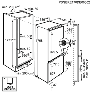 Built-in refrigerator AEG (177 cm)