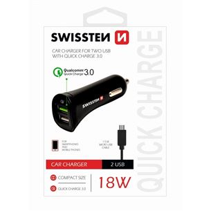 Auto lādētājs Quick Charge 3.0, Swissten