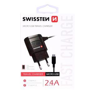 Зарядное устройство MicroUSB, Swissten / 2.4A