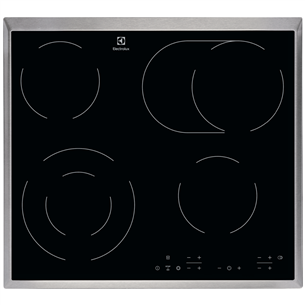 Electrolux, platums 57.6 cm, melna/nerūsējošā tērauda - Iebūvējama keramiskā plīts virsma EHF6346XOK