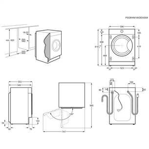 Electrolux, 8 kg/4 kg, dziļums 54 cm, 1600 apgr/min - Iebūvējama veļas mazgājamā mašīna ar žāvētāju