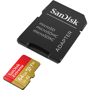 MicroSDXC memory card SanDisk Extreme + adapter Rescue Pro Deluxe (64 GB)