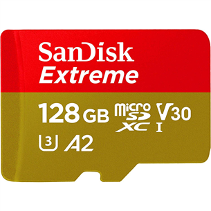 Atmiņas karte MicroSDXC Extreme + adapteris, SanDisk / 128GB