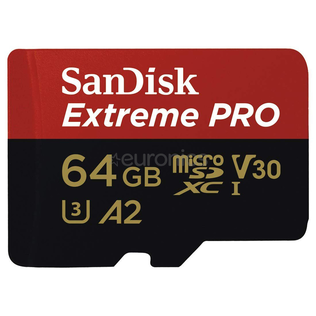 Карта памяти MicroSDXC SanDisk Extreme PRO + адаптер (64 ГБ)