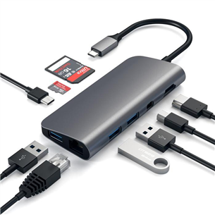 Satechi, 4K HDMI/Mini DP Gigabit Ethernet, USB-C, sudraba - Adapteris