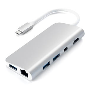 Satechi, 4K HDMI/Mini DP Gigabit Ethernet, USB-C, sudraba - Adapteris