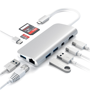 Satechi, 4K HDMI/Mini DP Gigabit Ethernet, USB-C, sudraba - Adapteris