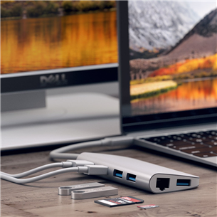 Satechi, 4K HDMI/Mini DP Gigabit Ethernet, USB-C, серебристый - Хаб