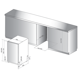 Whirlpool, 10 komplekti, platums 44.8 cm - Iebūvējama trauku mazgājamā mašīna