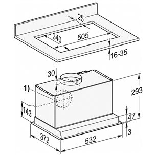 Miele, 600 m³/h, width 53.2 cm, inox - Built-in Cooker Hood