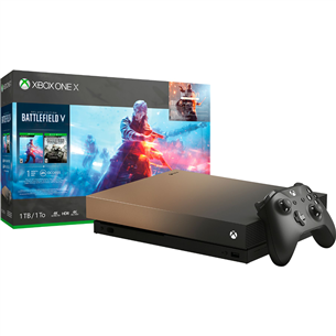 Gaming console Microsoft Xbox One X (1 TB) Gold Rush Special Edition + Battlefield™ V