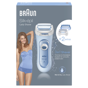 Braun Silk-épil Wet & Dry, голубой - Женская бритва для тела